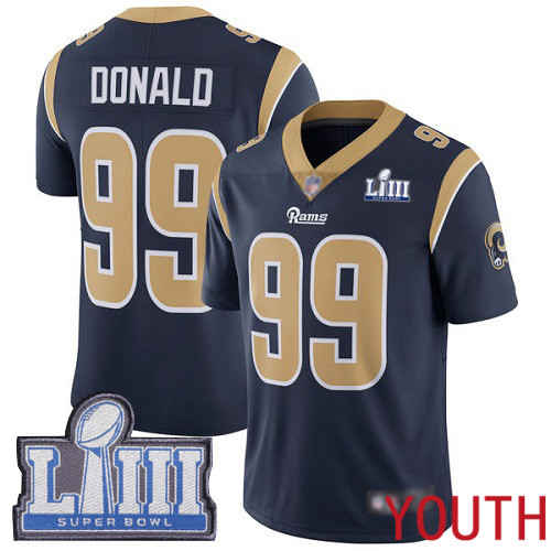 Los Angeles Rams Limited Navy Blue Youth Aaron Donald Home Jersey NFL Football #99 Super Bowl LIII Bound Vapor Untouchable->youth nfl jersey->Youth Jersey